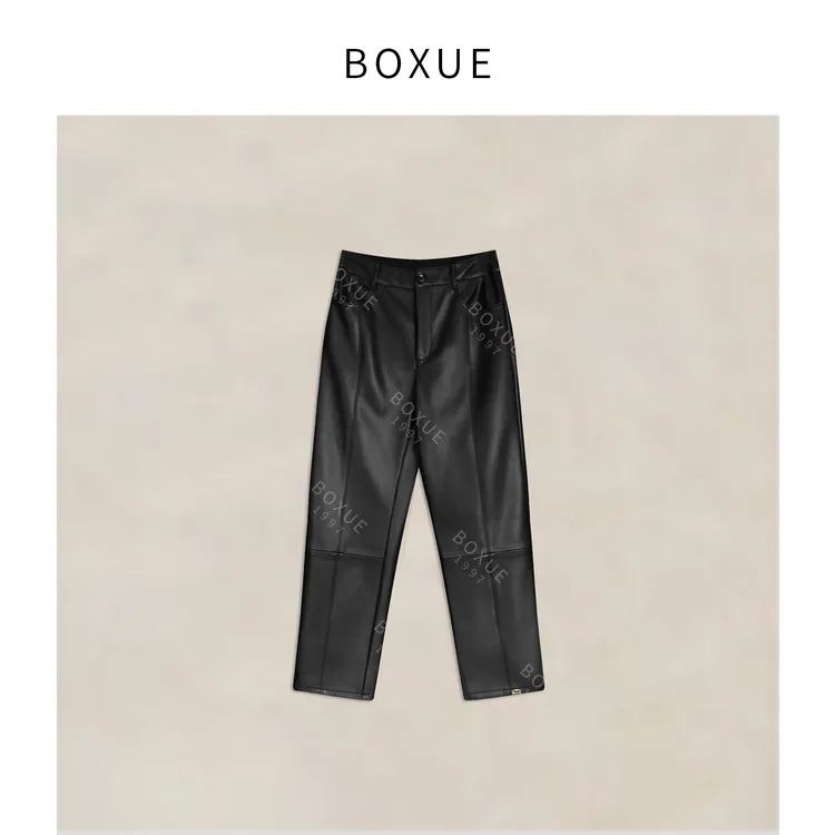BOXUE“质感学者”2025秋冬雾面压线PU休闲皮裤 裤子 #251207K7432