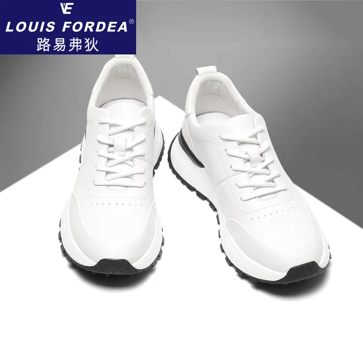 Louis Fordea/路易弗狄小白鞋男款干净感痞帅休闲皮鞋运动增高鞋
