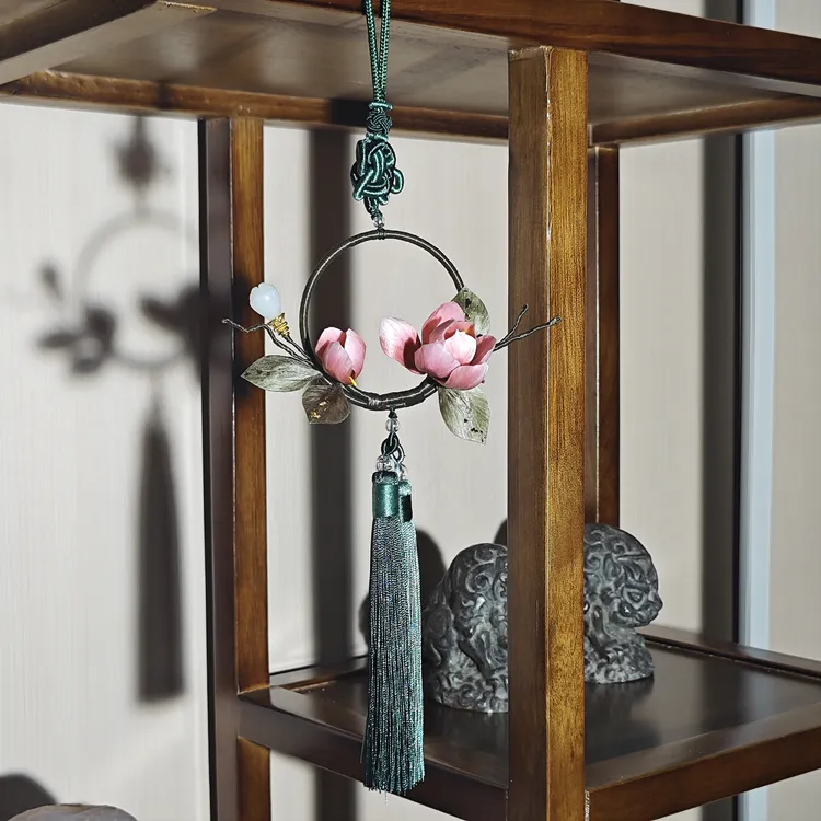 【绒雪香迎】非遗桑蚕丝绒花车挂纯手工制作NO退NO换