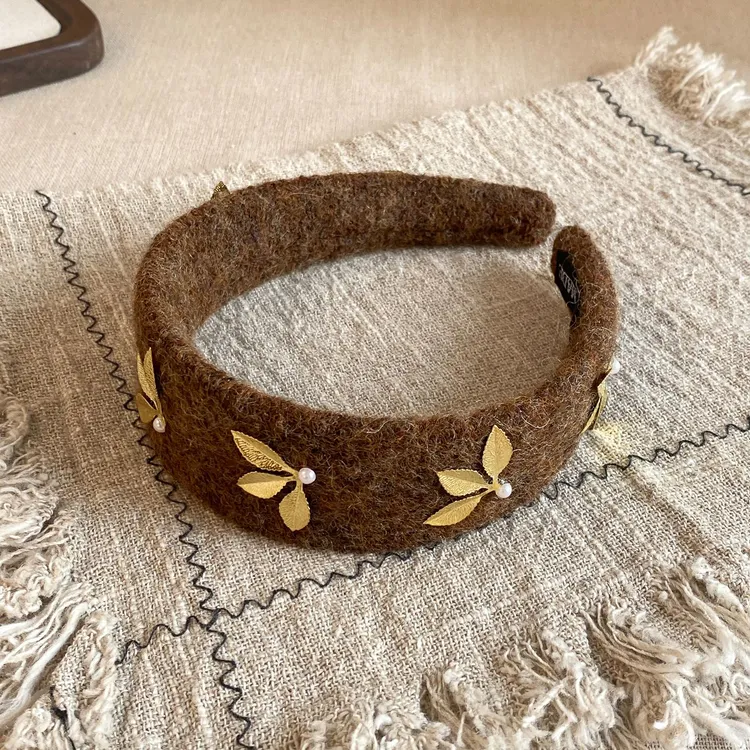 【一叶知秋】复古美拉德毛呢宽边发箍百搭洋气高级感压发头箍发卡女