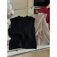 SP 【宋佳T】纯色半高领无袖螺纹棉背心女秋季外穿内搭上衣T 