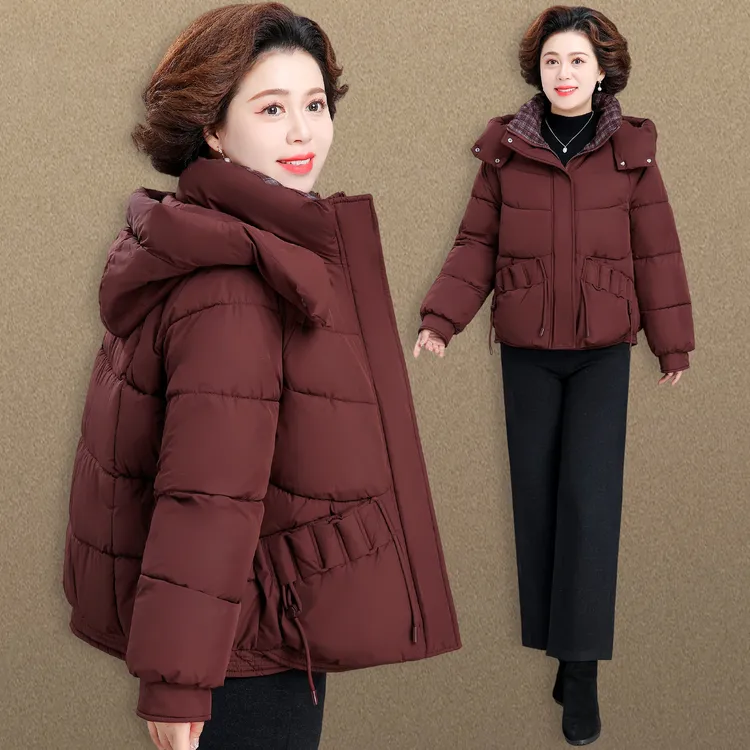 中年妈妈冬装2025新款羽绒棉服加厚保暖中老年女秋冬棉袄外套洋气