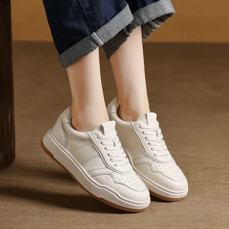 真皮牛皮厚底运动板鞋阿甘鞋2025新款秋冬休闲小白鞋女百搭德迅鞋
