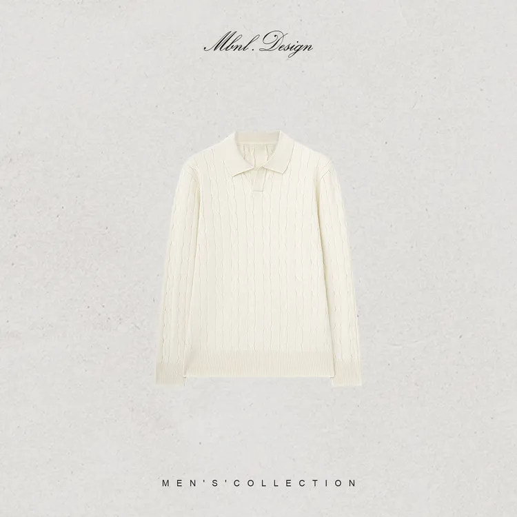 MBNL-F「麻花 Design」秦磊男装针织混纺绞花Polo领长袖LL-WSY1204