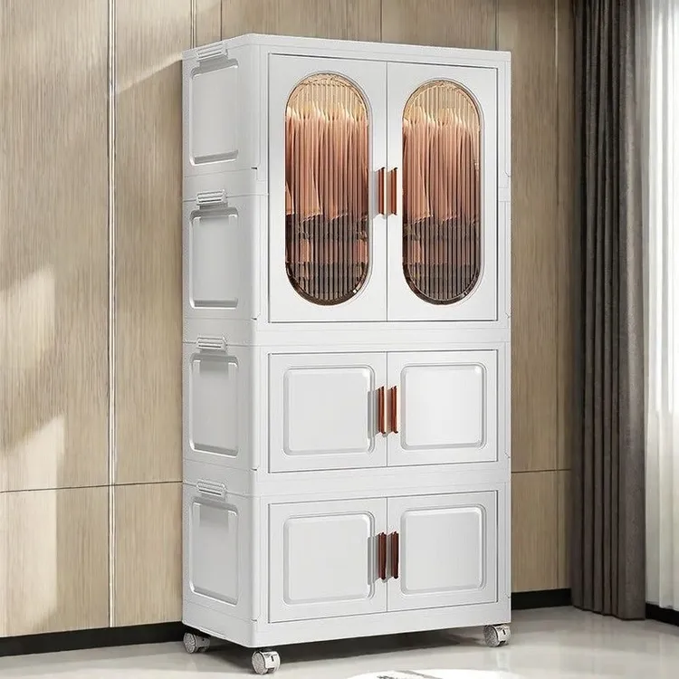 （实白）免安装折叠式收纳柜成人衣柜家用杂物衣服整理柜