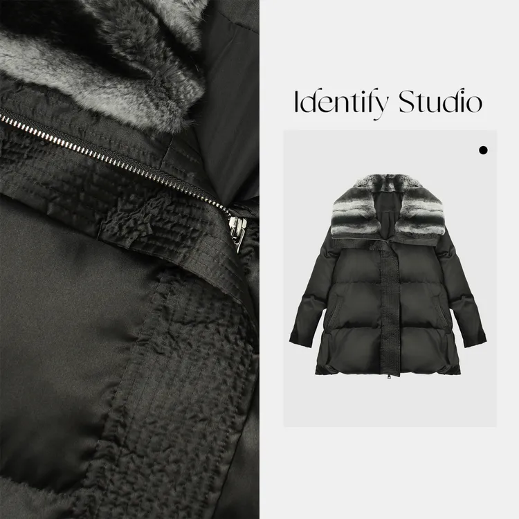 IDENTIFY冬季时尚兔毛皮拼接白鹅绒羽绒服25AWG120962