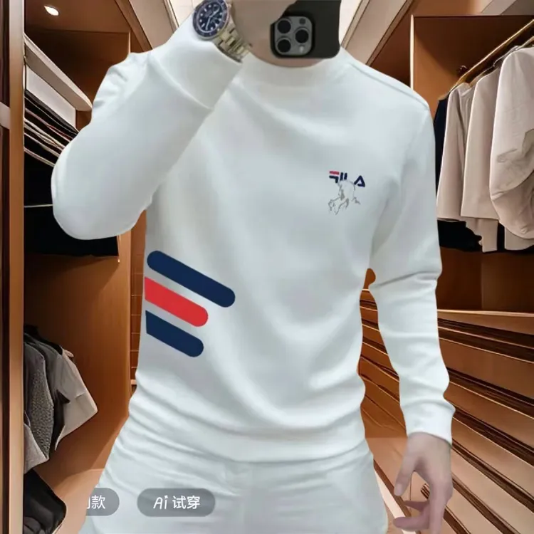 FL欧洲站卫衣男潮牌秋冬新款加绒无帽时尚百搭上衣圆领高端男装