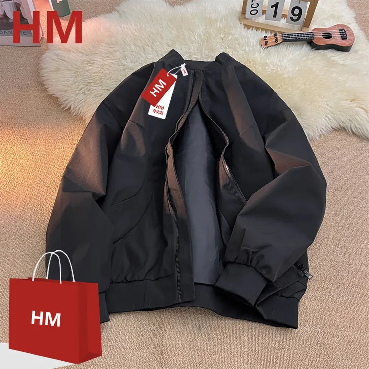 HM春秋季百搭休闲运动棒球领外套防风防水户外潮牌美式情侣款夹克