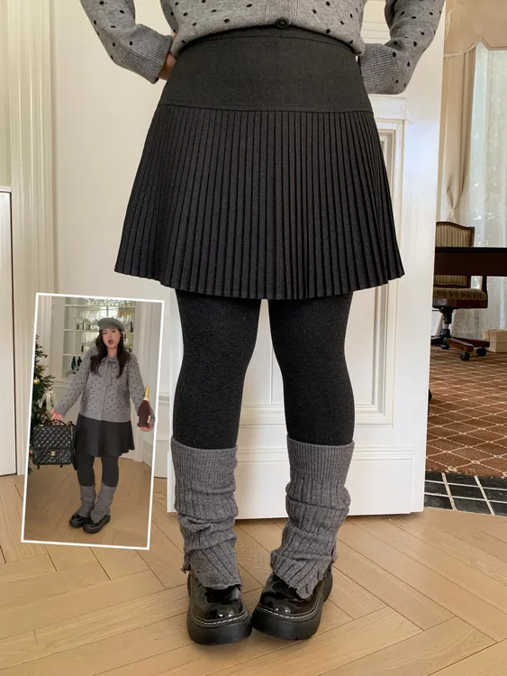 圣诞季11晚8新9折！NailooStudio 「温莎小姐」抓毛毛呢百褶半裙大码