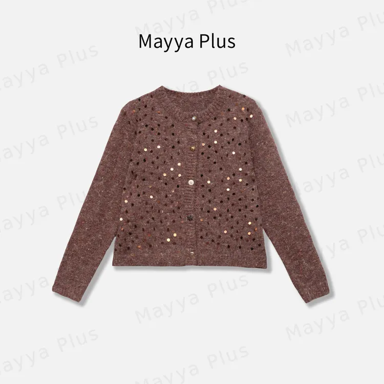【木言集】Mayya Plus麦芽定制小香流光风圆领毛衣百搭开衫32537526