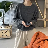 琴仔 深花灰抽绳下摆针织卫衣 D3106