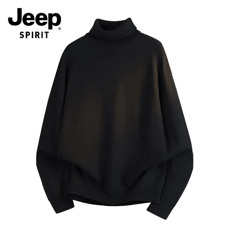 JEEPSPIRIT吉普半高领毛衣男士新款秋冬舒适保暖潮流针织休闲长袖