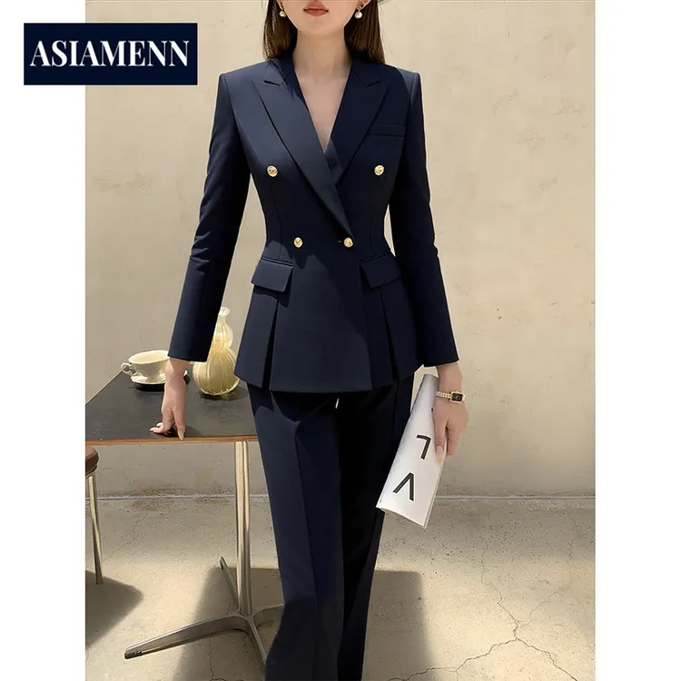高端职业西装女款韩系秋季套装通勤设计感时尚显瘦面试主持人工装