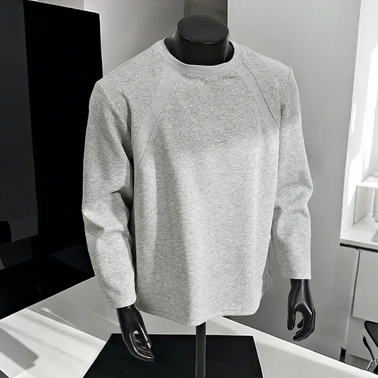 重磅解构正肩卫衣男士秋季美式ins宽松休闲圆领长袖t恤内搭打底衫
