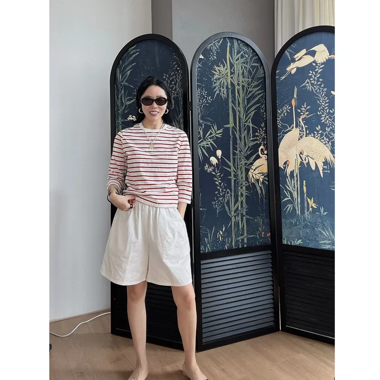 Action Studios【七分袖条纹】大大100棉7分袖条纹T恤WF108TX