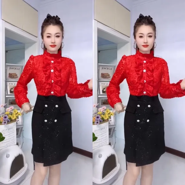 时尚洋气连衣裙2025春秋新款气质显瘦修身拼接新年中长款裙子