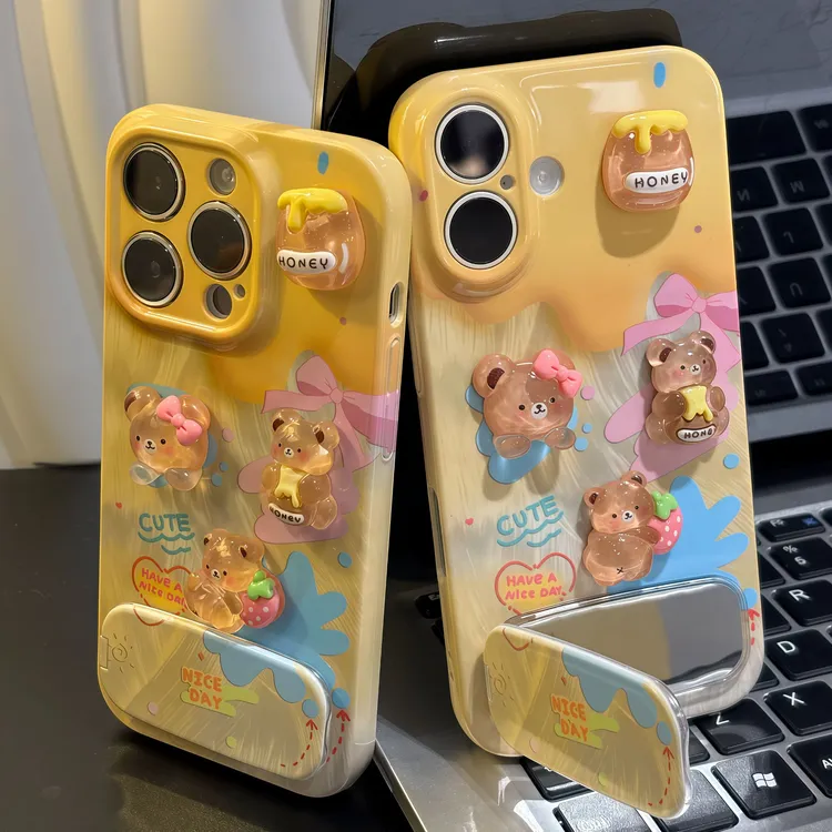 黄油小熊支架适用苹果16手机壳iPhone15小米14女vivoppo华为p70套