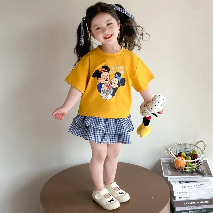 女童套装2025新款儿童夏款短袖米老鼠女宝宝休闲小童洋气两件套潮