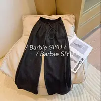 Barbie Siyu【回归裤】3915冬季松紧腰慵懒感抽绳时尚直筒裤休闲裤