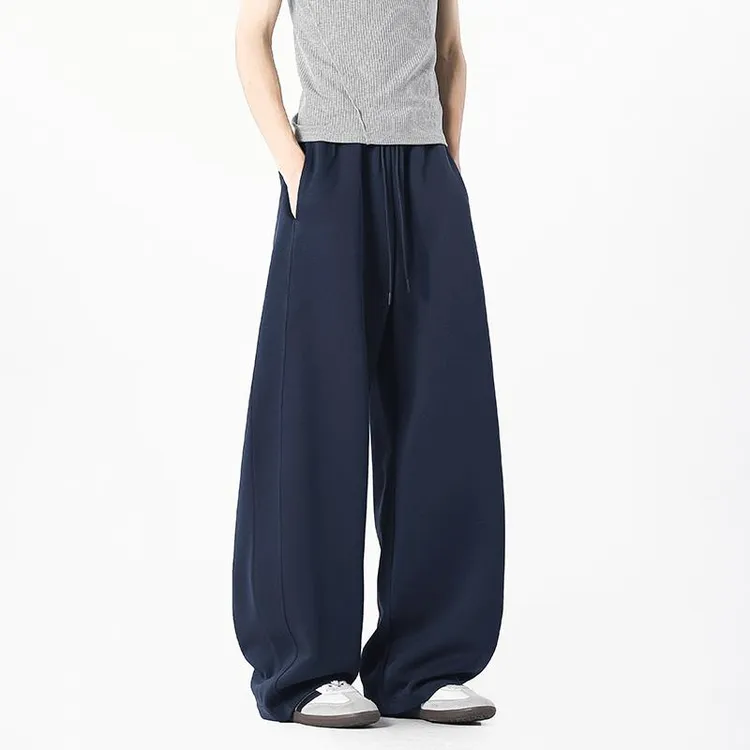 潮牌美式高街纯色卫裤男士夏季新款宽松百搭休闲裤弯刀运动阔腿裤