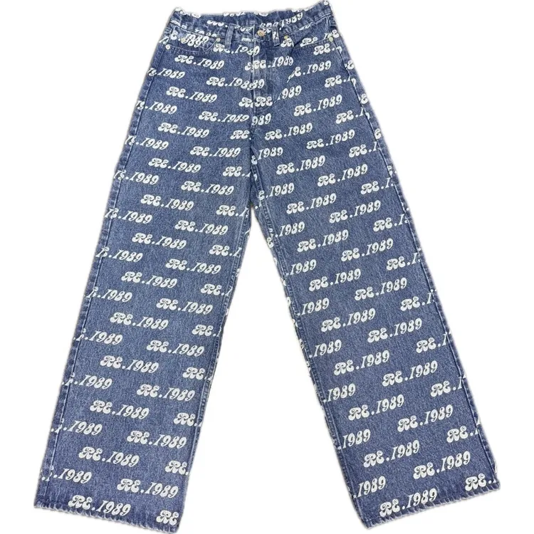 【MonTendre】秋冬新款 R 百搭水洗朋克风直筒长裤牛仔阔腿裤