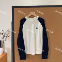 喜樂   2025爱心刺绣插肩袖T恤打底衫秋季新款时尚百搭简约女上衣