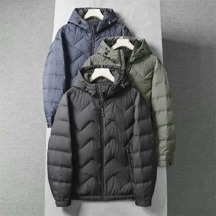 秋冬季男士连帽轻薄款羽绒服休闲百搭防风保暖90鸭绒外套ZJ323
