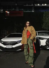 1ndwell 复古机能做旧军绿色多袋工装长裤