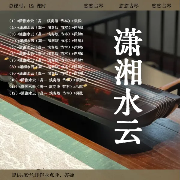 《潇湘水云（龚一演奏版  节本） 》古琴曲视频详解教程 精讲 紧五