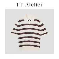 TT设计师【潮汐】条纹POLO衫显瘦修身短袖套头上衣TT259851
