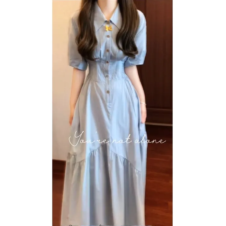 法式气质收腰高级感甜美连衣裙女2025夏季新款时尚减龄长裙子女