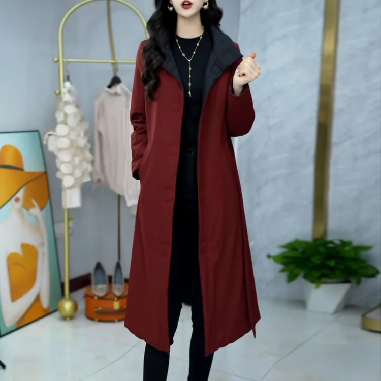 双面穿夹棉加厚风衣外套女秋冬季2025新款高端洋气中长款棉服大衣