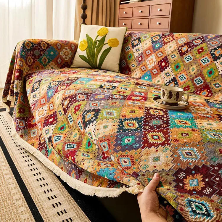 沙发垫印花轻奢复古简约防滑民族风欧式全盖沙发毯靠背巾四季通用