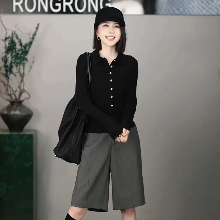 溶溶【云朵呼吸T】RONGRONG 莱赛尔绵羊毛显瘦通勤风Polo衫P8632