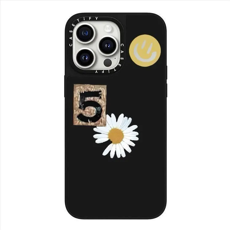 权志龙同款雏菊花笑脸iPhone16pro手机壳15Pro镜面14/13潮12韩式X