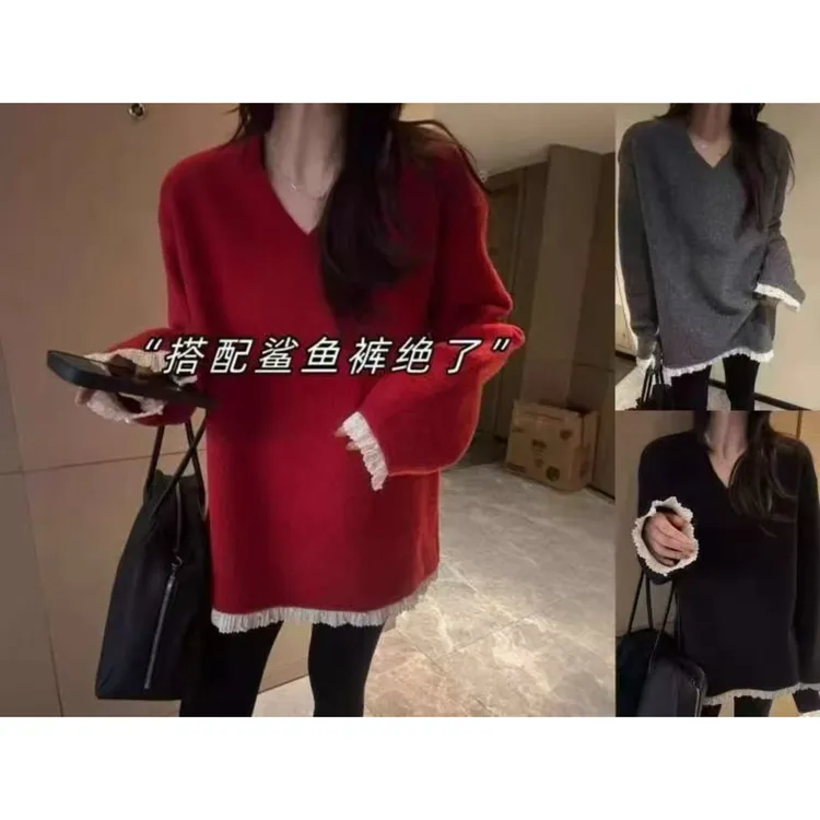 25141-2025年冬季新款时尚洋气显瘦木耳边百搭T恤