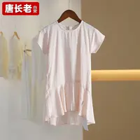 【半价q仓-唐长老自营】10658童装纯色宽松甜美不规则圆领连衣裙