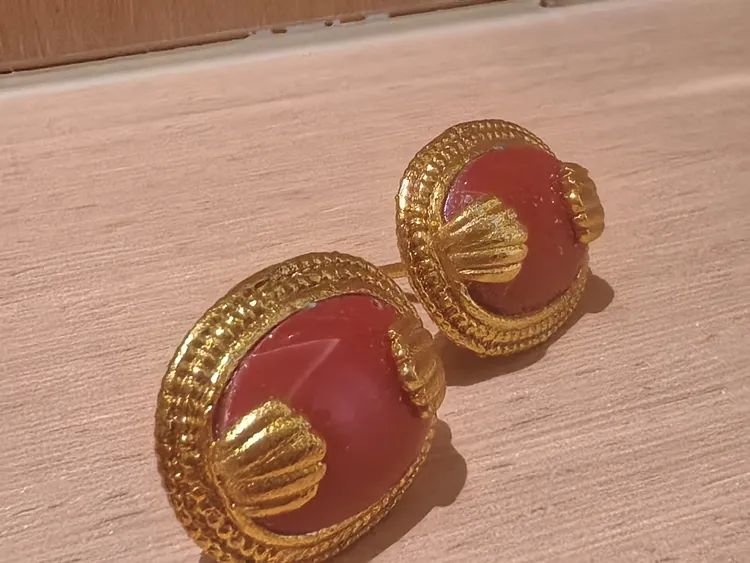 非金属皮质耳饰 耳钉气质轻奢时尚复古红色百搭古风法式小众彩色