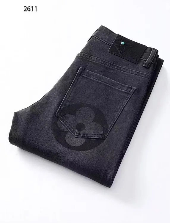 2025秋冬新款时尚休闲百搭直筒印花男士修身小脚牛仔裤