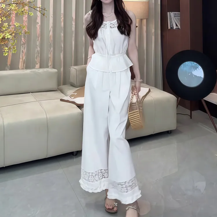 高级感气质显瘦背心上衣女2025夏季新款宽松百搭阔腿休闲长裤套装