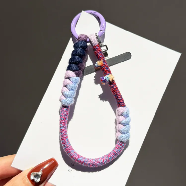 个性好看拼色手机挂绳手工编织手腕绳钥匙扣挂件防丢手绳挂饰便携