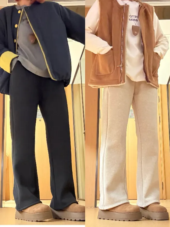 大码加绒加厚糯米中高松紧腰遮肉显瘦微喇休闲裤5157