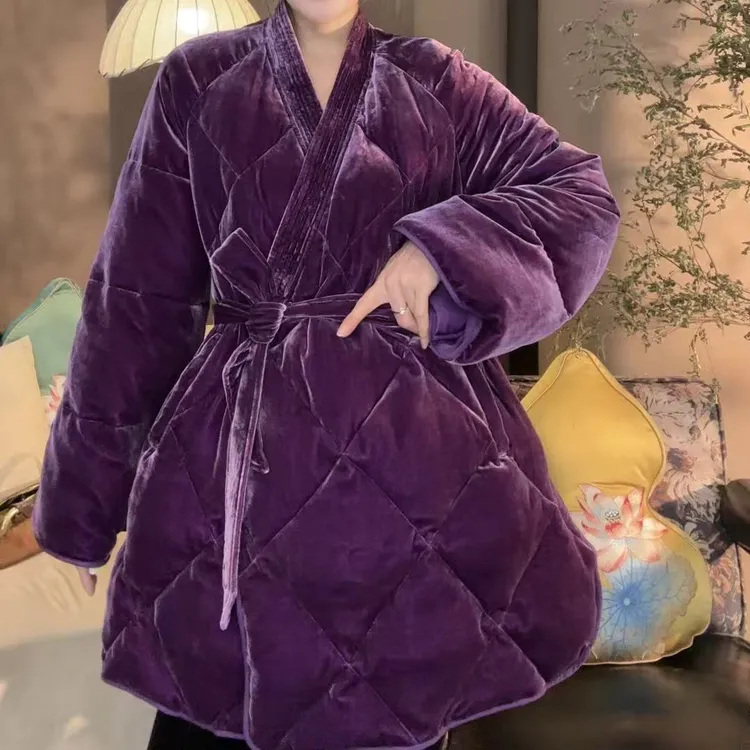 QNH-丝绒绗缝设计系腰羽绒服