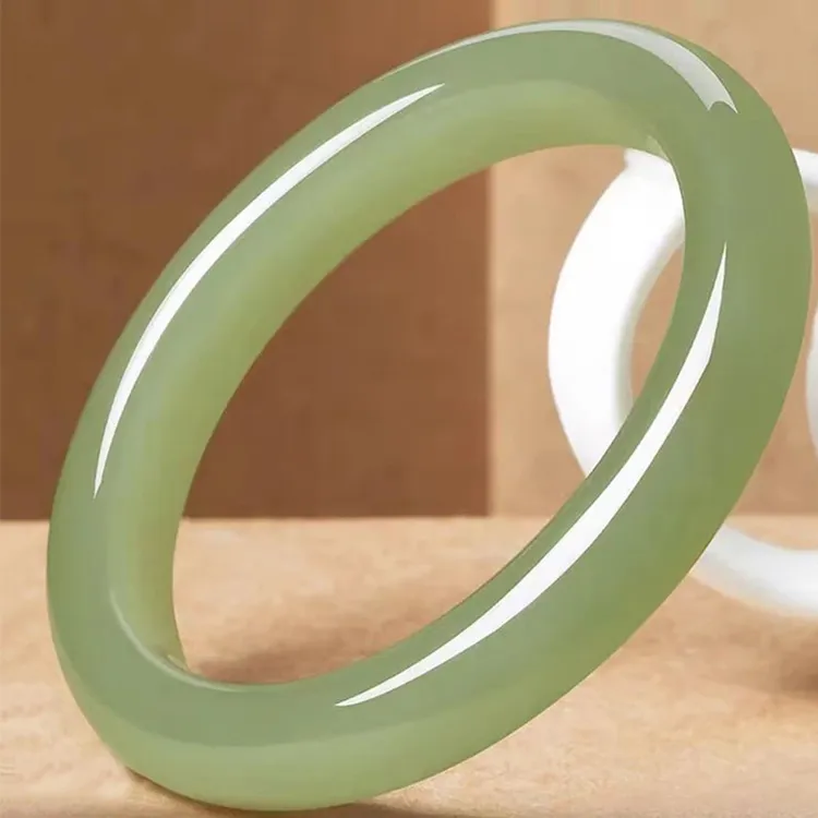 湖水绿正圈手镯天然和田玉女士款经典简约自带送礼日常百搭增证书