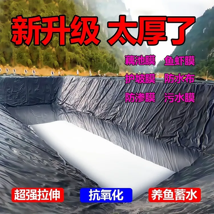 鱼池防渗膜土工膜养殖膜专用鱼池防水布藕池膜蓄水膜加厚黑色塑料