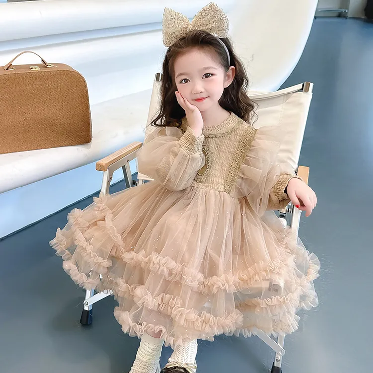 女童韩版连衣裙春秋小女孩公主裙2025新款儿童网纱连衣裙宝宝裙子