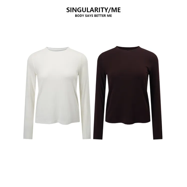 Singularity Me 7A 03269 柔软圆领正肩显瘦秋百搭亲肤打底衫上衣