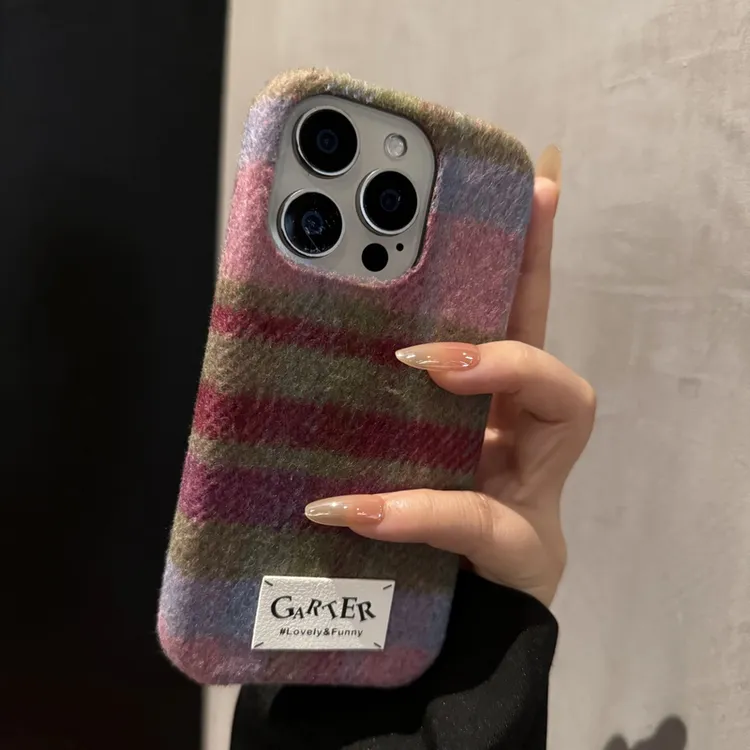 美拉德撞色格纹适用苹果16promax手机壳小众iPhone15气质14个性13