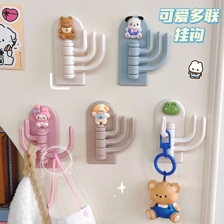 免打孔挂钩可爱无痕三钩墙壁强力粘贴门后承重粘钩旋转钥匙挂架