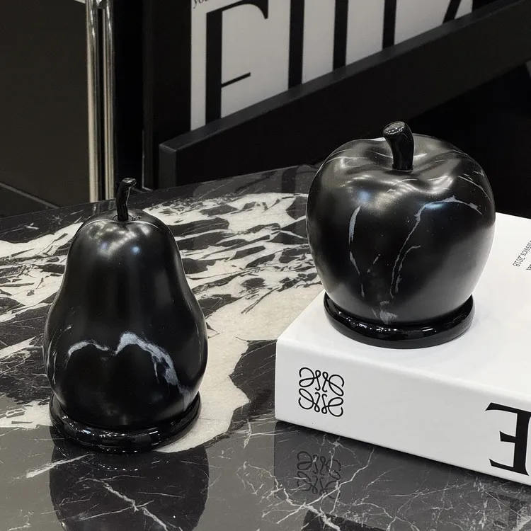 沐恩意式苹果梨型牙签盒大理石纹创意高颜值家用棉签牙线收纳罐